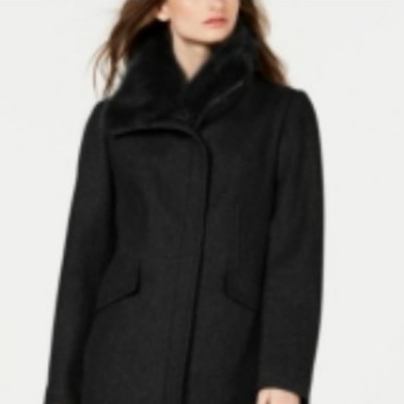 Vince Camuto Medium Wool-Blend Coat, Black, 12 - Picture 1 of 9